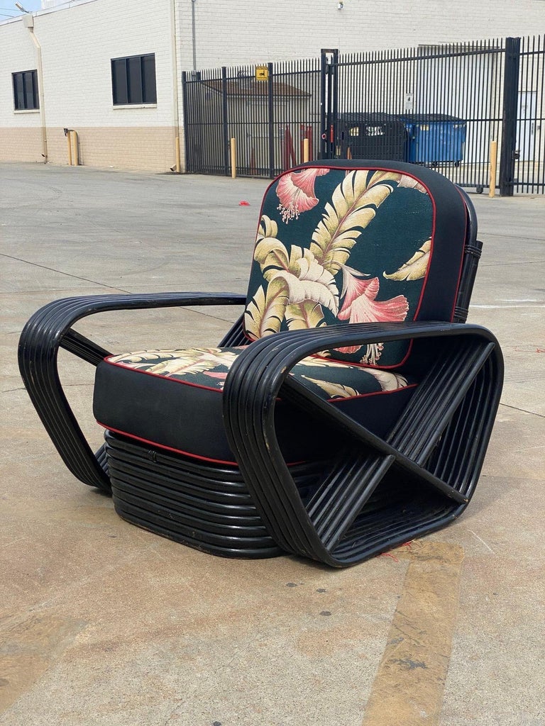Restored 6 Strand Black Ash Table, Sofa, Lounge Chair Livingroom Set