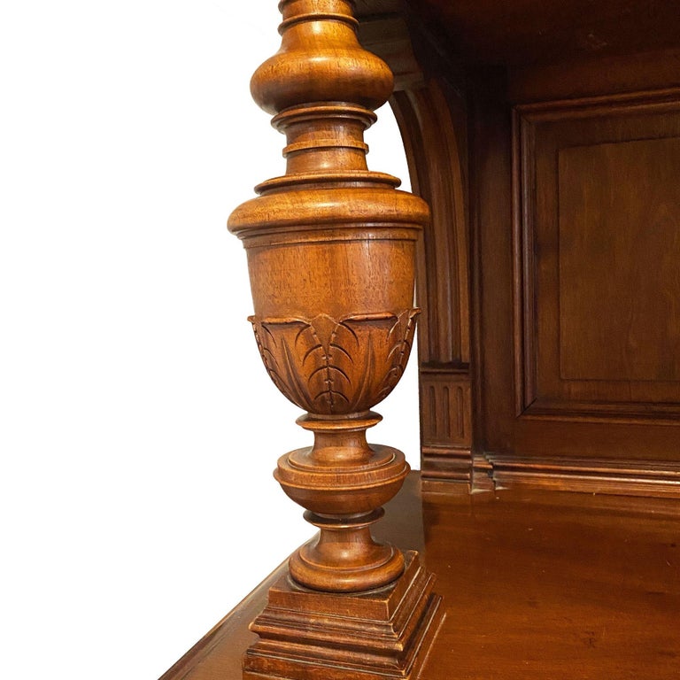 19th Century French Henry II Renaissance Carved Walnut Buffet Sideboard Cabinet
