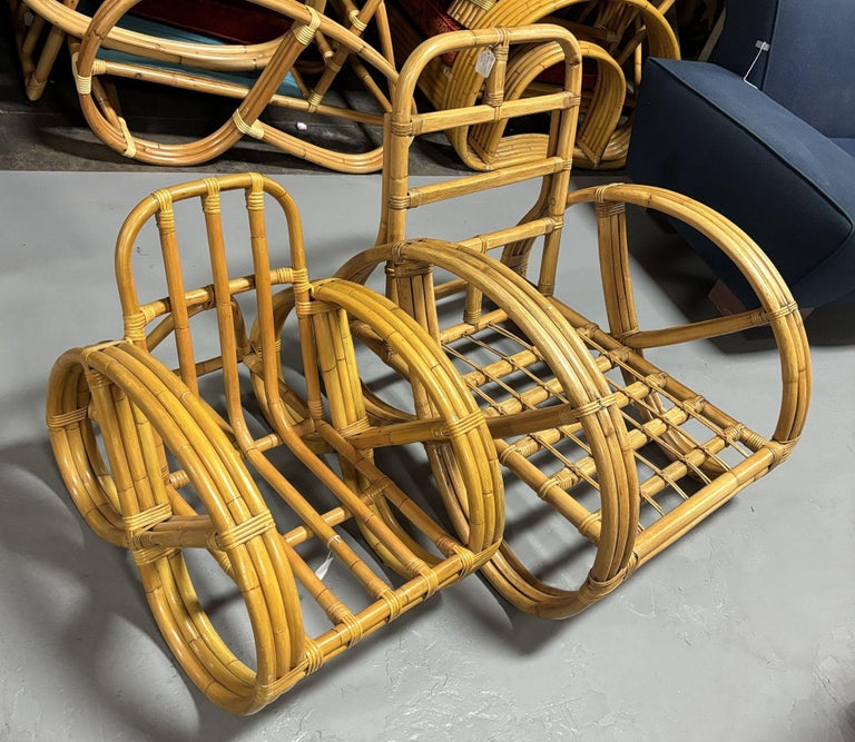 Restored Child Size 3-Strand Round Full Pretzel Rattan Sofa & Lounge Chair
