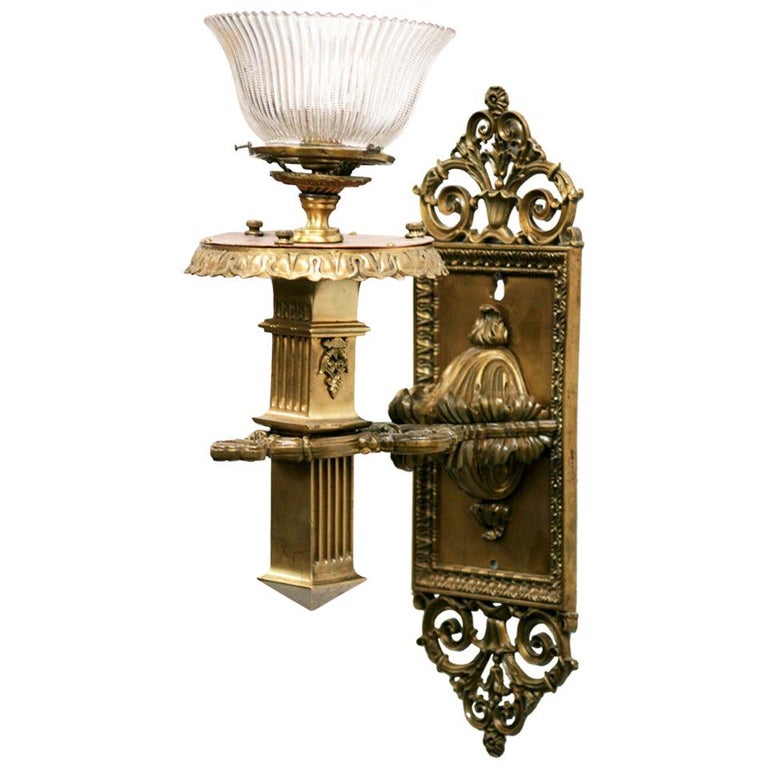 Bronze & Copper Edwardian era Torchiere Electric Wall Sconce, 2 Available