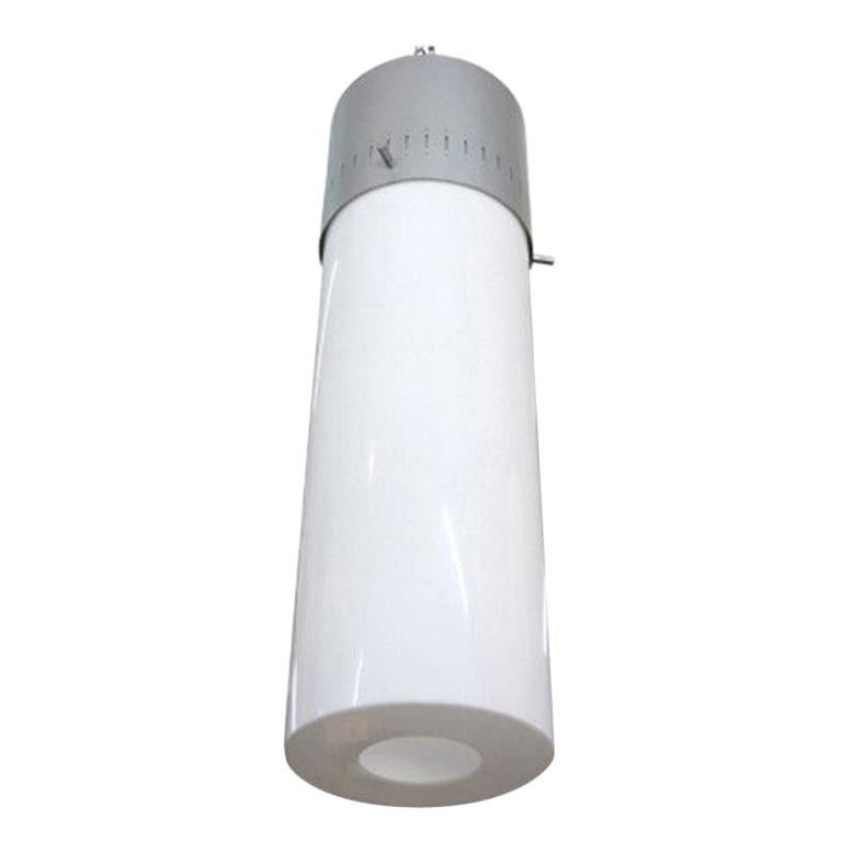 1958 Mid-century Modern Cylinder Acrylic & Steel Pendant, 2 Available
