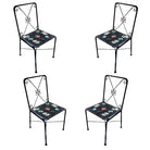 Scrolling Iron Patio/Outdoor Lounge Chair with Pad Seat, Set of Four