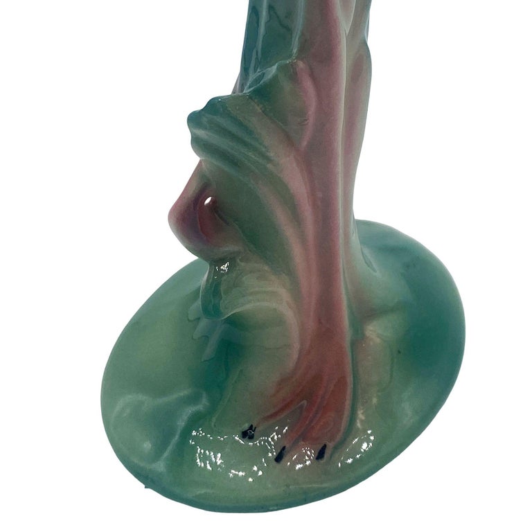 Matching Mid-century Pink Flamingo Ceramic Tabletop Statue Set By Brad Kealer