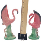 Mid-century Ceramic Mid Flight Pink Flamingo Tabletop Statue Set By Leftons