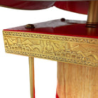 Mid-Century Pagoda Enameled Red Metal & Gold-Tone Tole Chinoiserie Chandelier