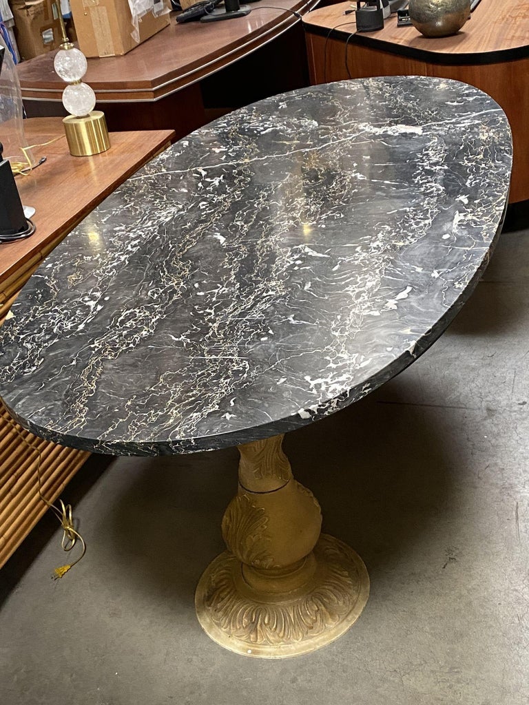 Portoro Nero Marble Dining Set with High Back Thomasville Chairs