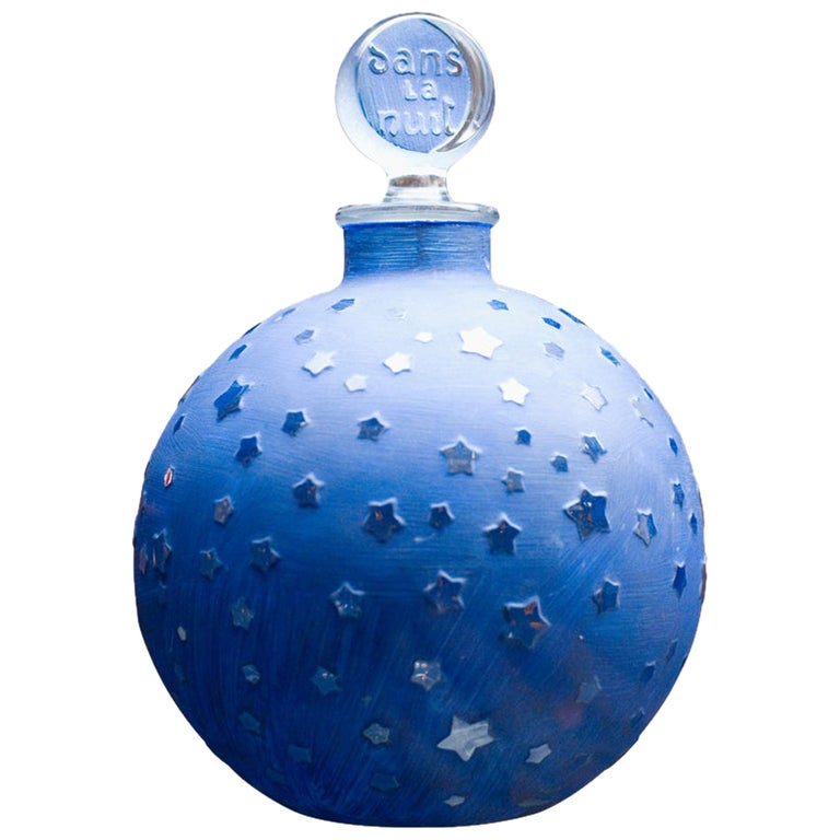Rare Huge 10.5 inch Lalique "Stars" Dans la Nuit Post-War Factice Perfume Bottle