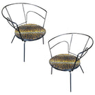 Atomic Age Iron Wire Side Armchair w/ Leopard Print Seat, Pair