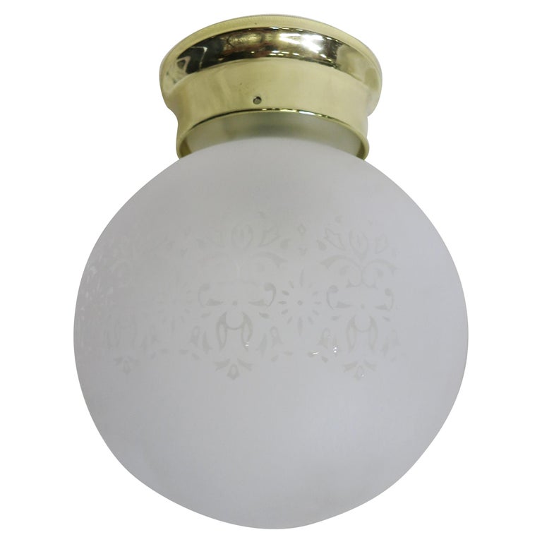 Satin Floral Glass Sphere Ceiling Glass Globe Pendant