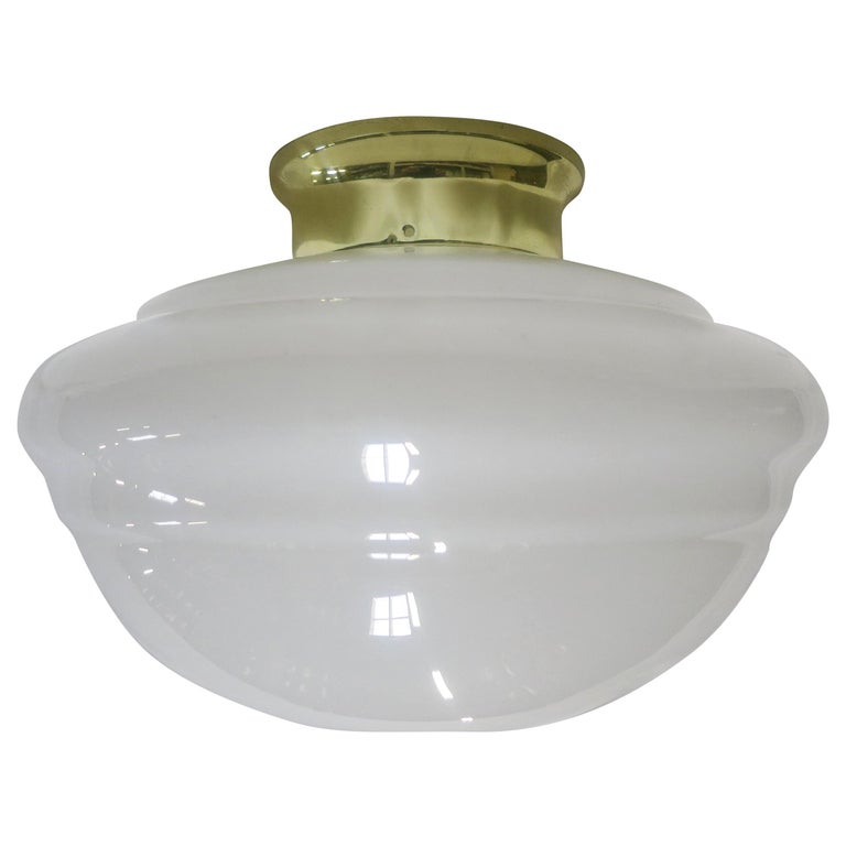 Small Schoolhouse Banded Oval Shape Ceiling Glass Globe Pendant
