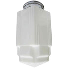 Tall Art Deco Stepped Skyscraper Ceiling Glass Globe Pendant, 4 Available
