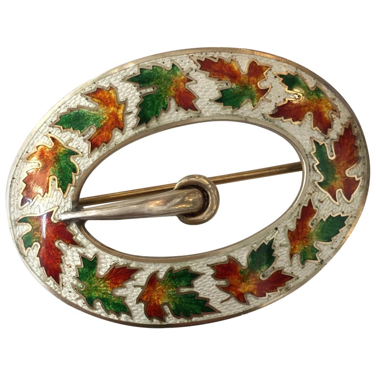 Sterling Enamelware Belt Buckle Brooch, circa 1904