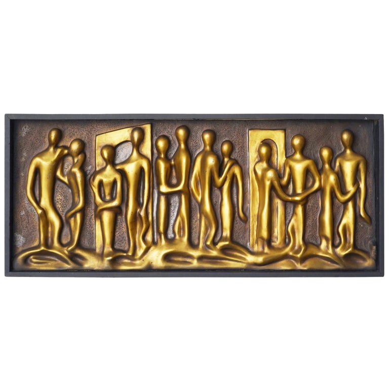 Midcentury Abstract "Lovers" Figural Wall Relief Sculpture, circa 1960