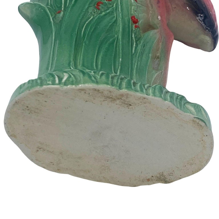 Mid-century "Lovers" Pink Flamingo Ceramic Tabletop Vase Set By Leftons