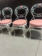 Pink Rose White Iron Garden Table and Chairs Set