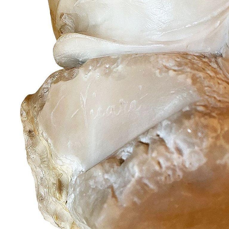 Late Victorian French Hand Carved Nude Psyche Goddess Marble Statue, signed