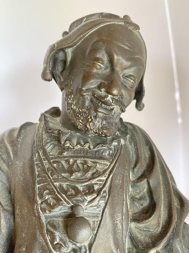 Victorian Bronze Jester Sculpture by After Alfred Barye, France 1860