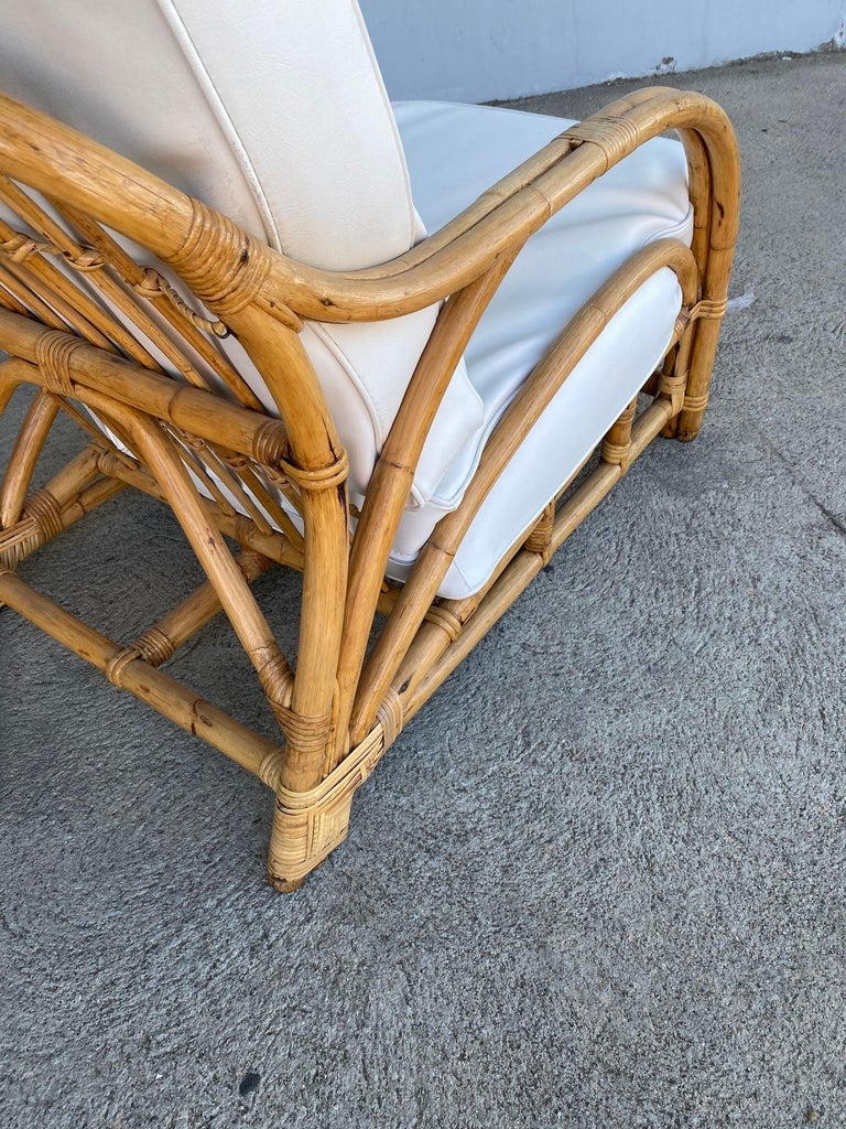 Rare Restored "1940s Transition" Rattan Sofa and Lounge Chair Living Room Set