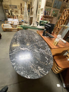 Portoro Nero Marble Dining Set with High Back Thomasville Chairs