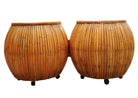 Restored Large 1940s Rattan and Mahogany Pumpkin Bar