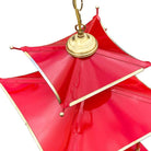 Mid-Century Pagoda Enameled Red Metal & Gold-Tone Tole Chinoiserie Chandelier