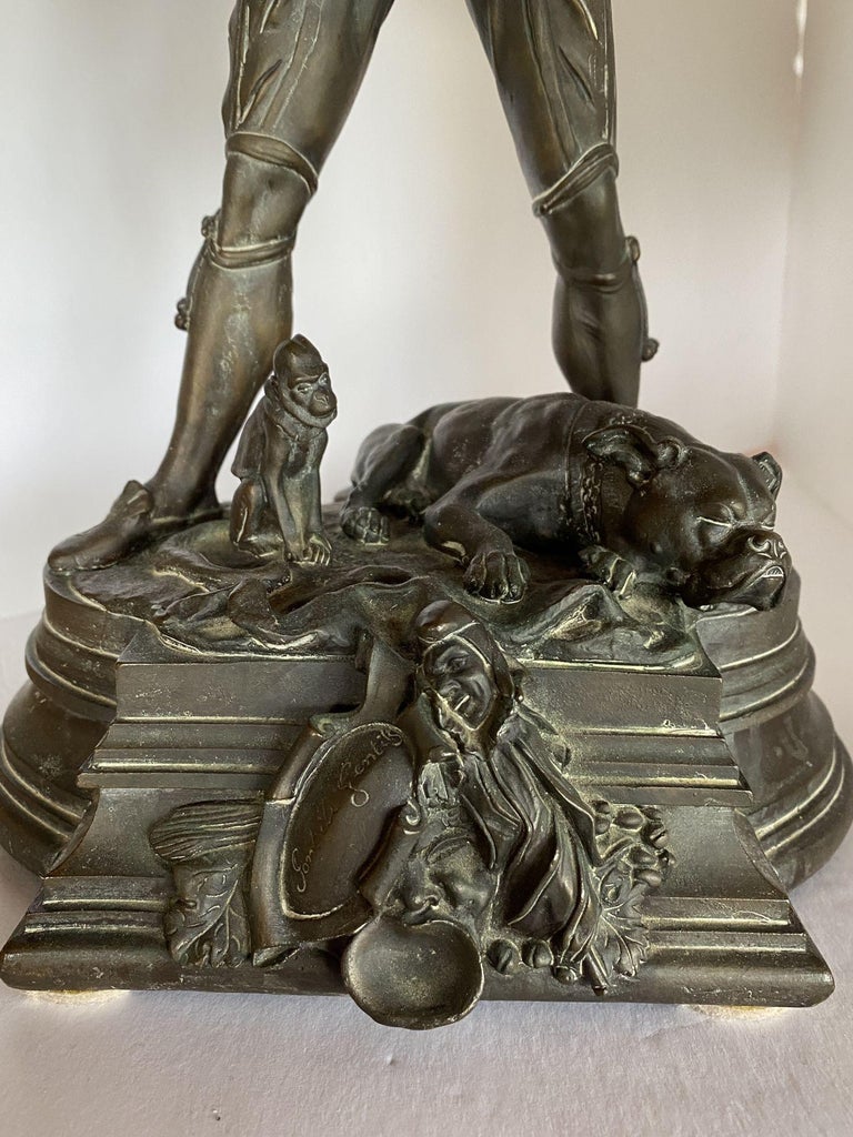 Victorian Bronze Jester Sculpture by After Alfred Barye, France 1860