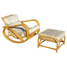 Rare Restored Pretzel Arm Rattan Rocking Chair with Ottoman