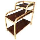 Restored Rattan Side Lamp Table with Three-Tier Mahogany Tops
