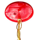 Mid-Century Pagoda Enameled Red Metal & Gold-Tone Tole Chinoiserie Chandelier