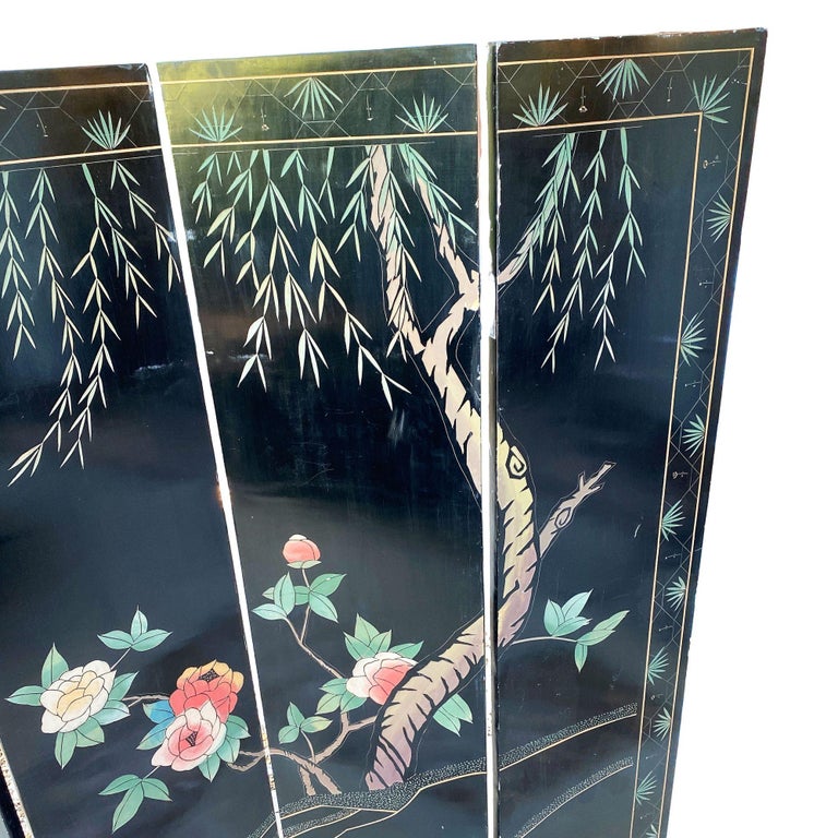 MCM Chinese Export Hand Gilded 6-Panel Geese Coromandel Screen Room Divider