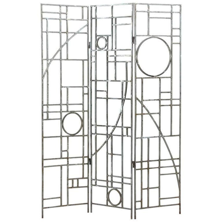 Post Modern Copper Tone Geometric Folding Room Divider by Robert Sonneman