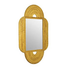 Large 47"x 30" Italian Restored Streamline Split Reed Rattan Arched Wall Mirror