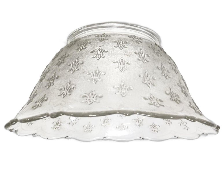 Victorian Textured Gas Light Shade w/ Fleur De Lis Details