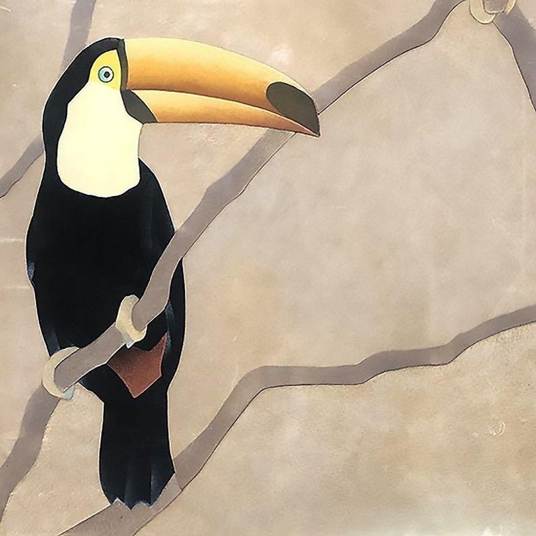 Large Suede Tropical Toucan Suede Wall Art, Signed