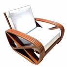 Rare 4-Strand like Carved Mahogany Square Pretzel Faux Rattan Lounge Chair, Pair
