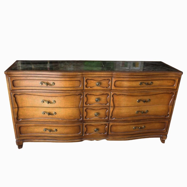 Antique French Provincial Dresser with Mirror Top by RWAY
