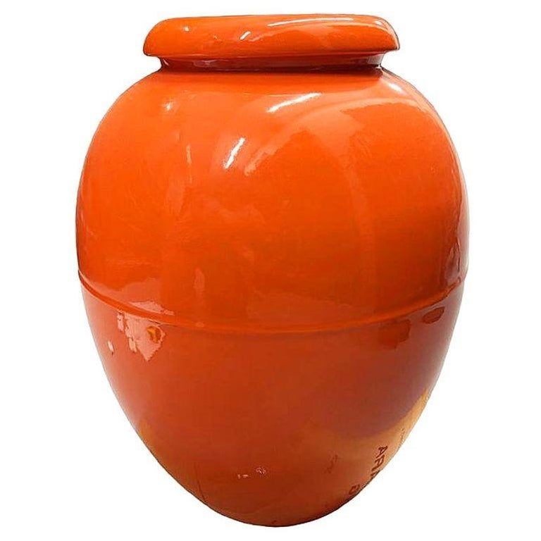 Large 15" Orange California Pottery Vase Planter Oil Jar by Bauer Pottery, 1920