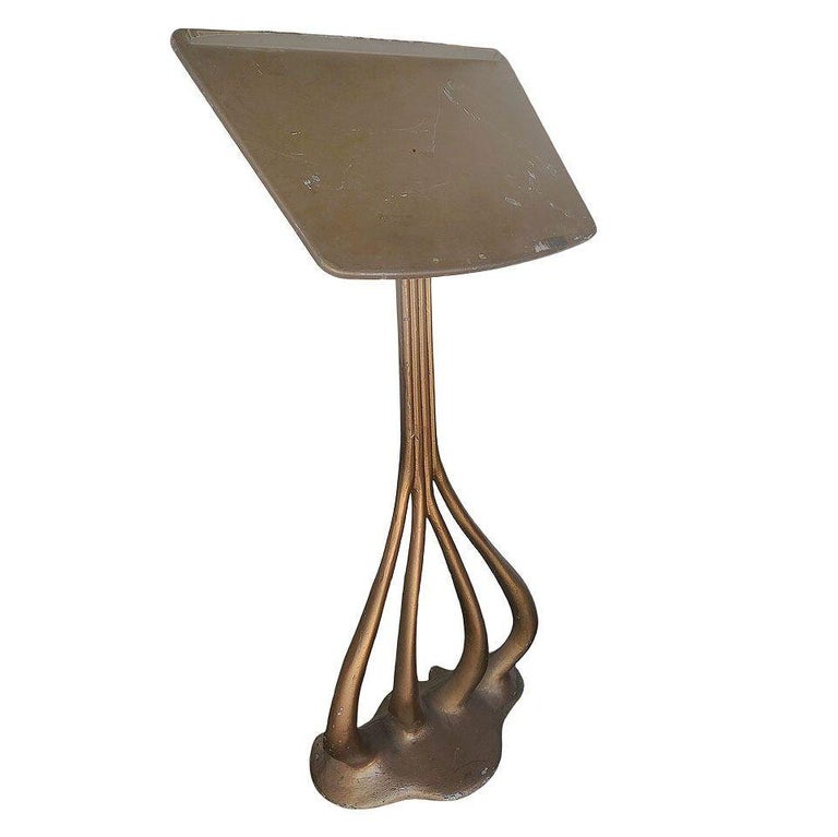 French Art Nouveau Cast Aluminum Music Book Stand in Gaudi Style, 2 Available