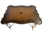 Maitland Smith Gilded Iron Faux Bois Tray Top Statement Tole Cocktail Table