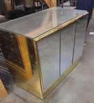 1970's Brass and Mirror Three Door Cabinet by Ello