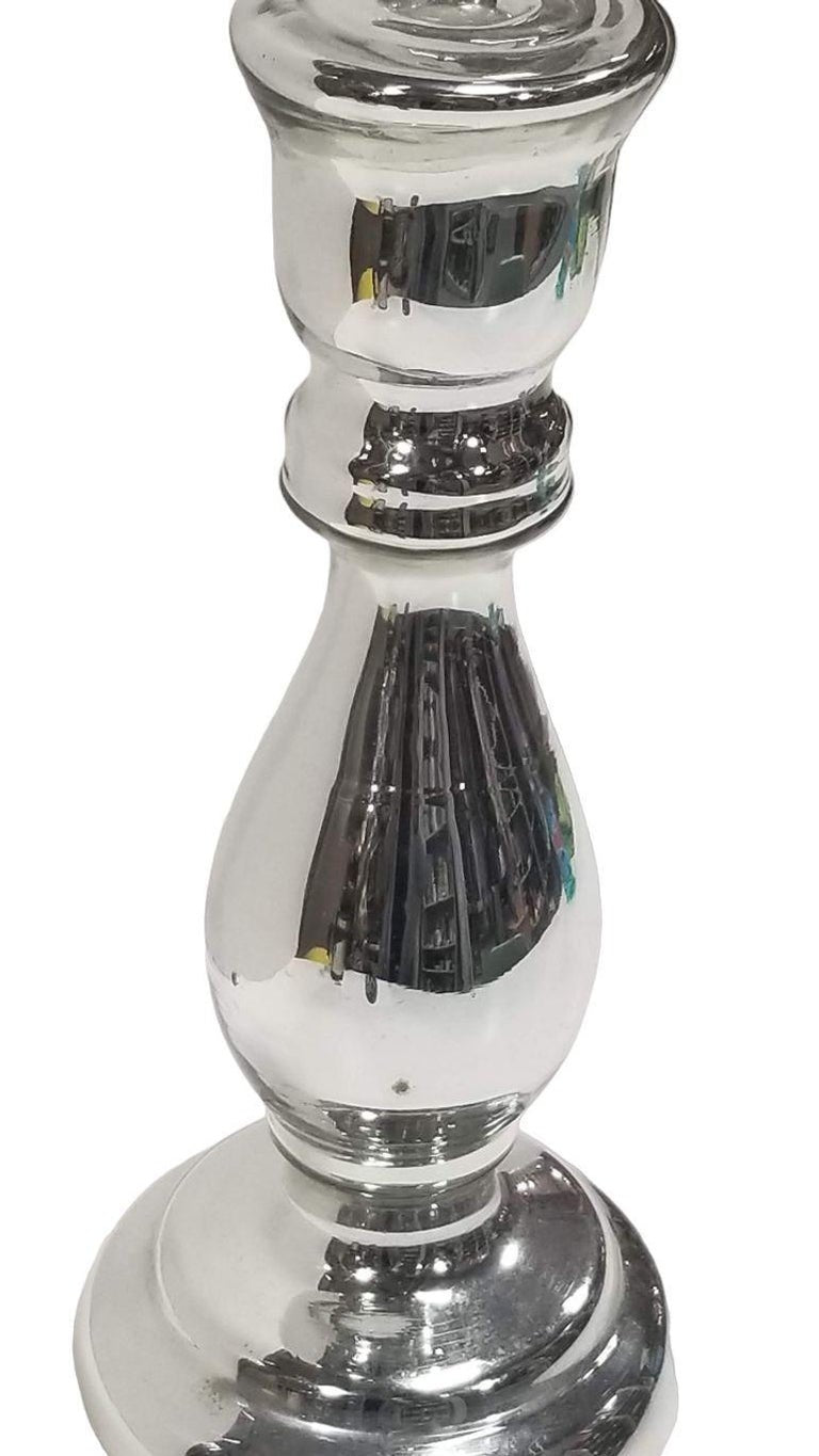 Art Deco Silver Mercury Art Glass CandleStick Holder