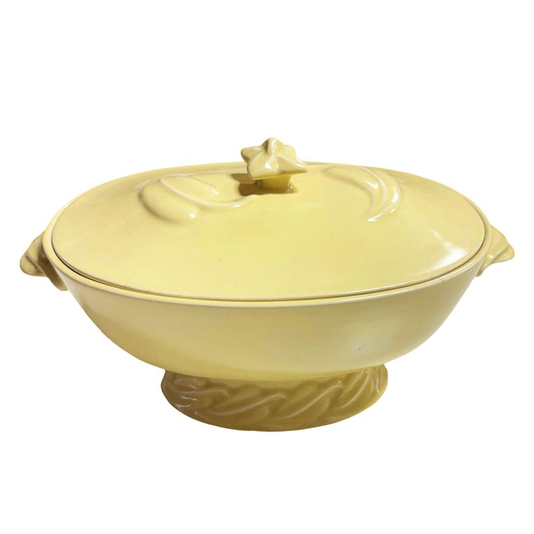 Mid-Century California Pottery Yellow Casserole Dish w/ Lid by Vernon Kilns