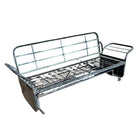 Mid-century Steel Patio Reclining/Rocking Slider 3 Seat Sofa w/ Folding Arms