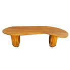 Restored Rare Mid-Century Rattan and Mahogany Asymmetric "J" Coffee Table