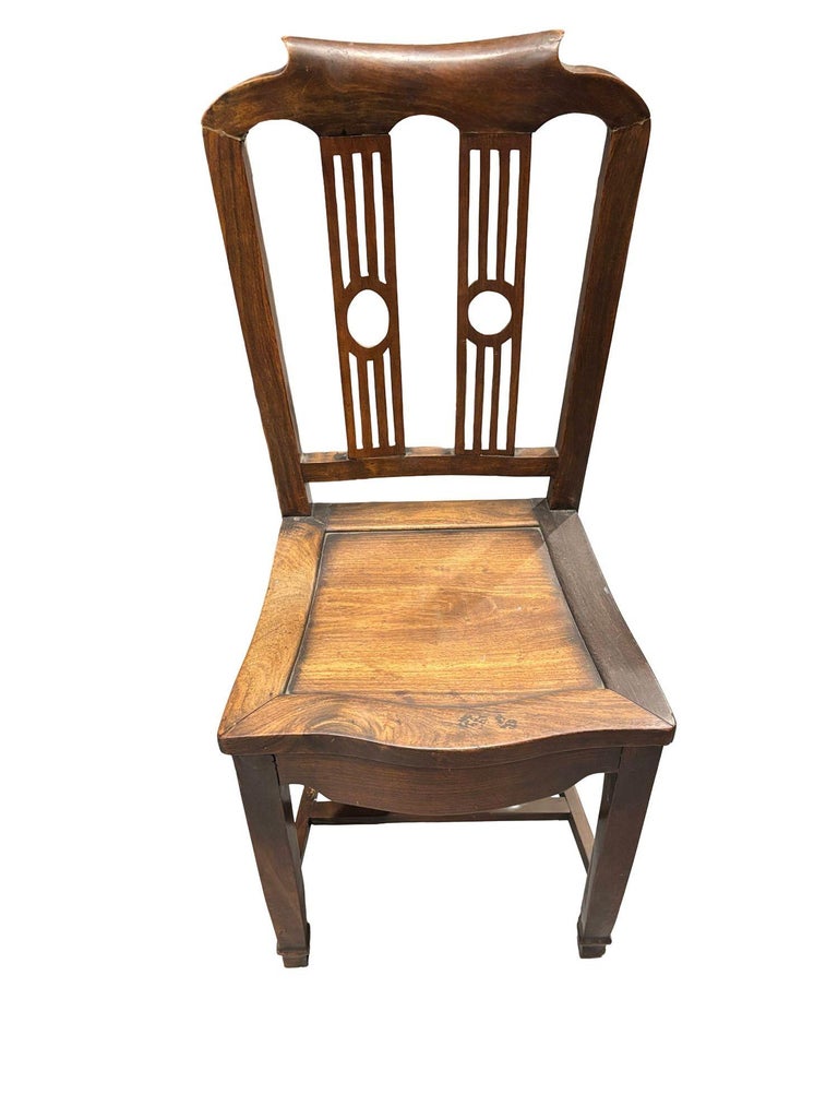 English Hepplewhite Walnut Pierced Splats Harp Side Chair