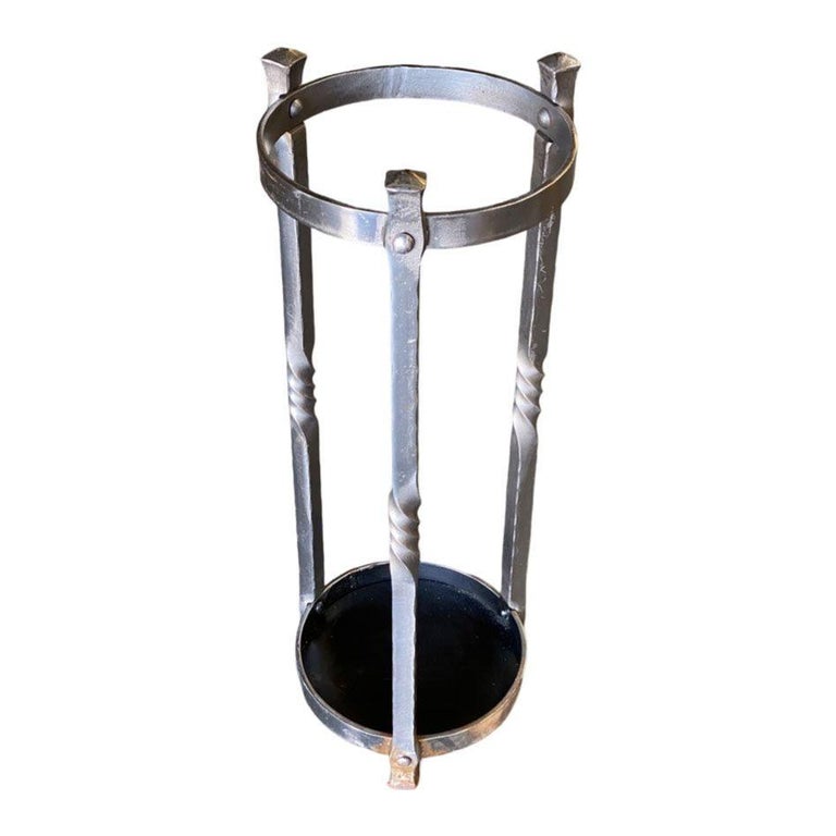 High Style Chromed Iron Art Deco Umbrella and Cane Holder Stand