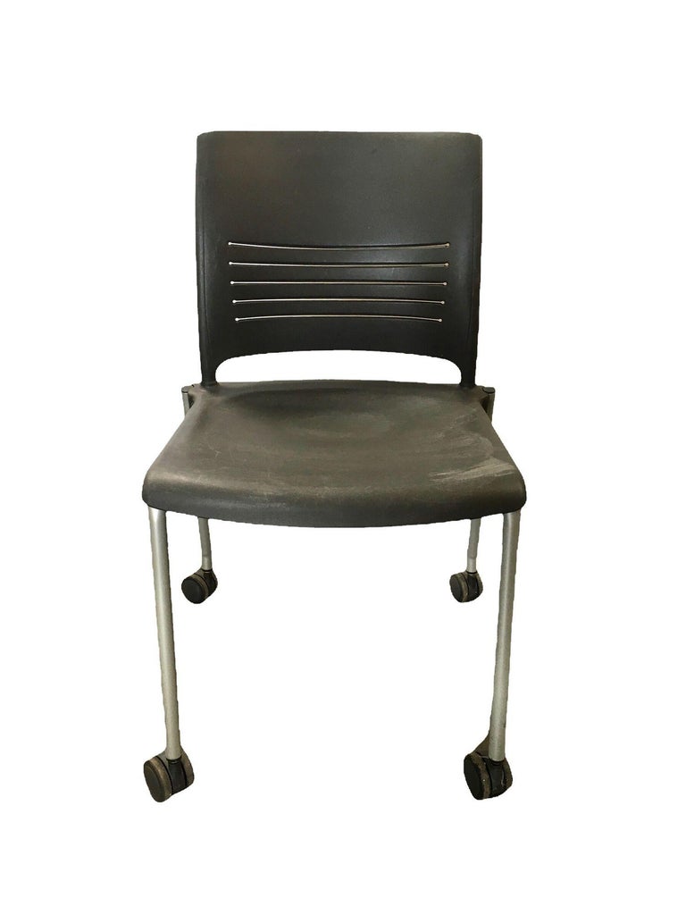 Vintage Dark Grey Plastic Rolling Desk Chairs by Giancarlo Piretti for Strive