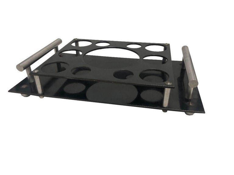 Aluminum and Bakelite Drink holder Tray by Aero-Art Los Angeles