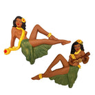 Hawaiian Art Pottery Nude Pin-up Yellow Hula Girl Wall Sculpture, Pair