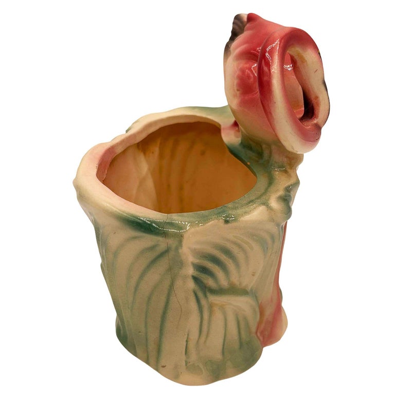 Mid-century Ceramic 445 Pink Flamingo Flower Tabletop Planter by Maddux